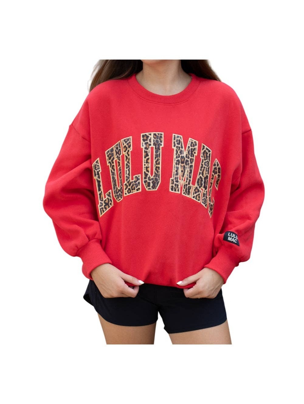 Lulu Mac Red Leopard Print Graphic Sweatshirt Large